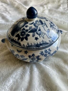 Vintage Blue & White Porcelain Tureen